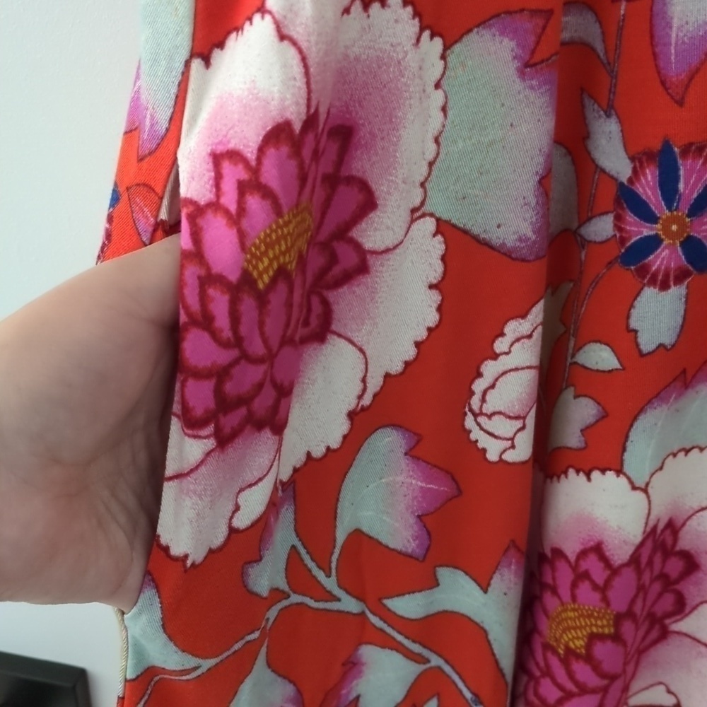 Anthropologie Maeve Cleary floral soft stretchy jersey Asymmetrical dress - Picture 6 of 10